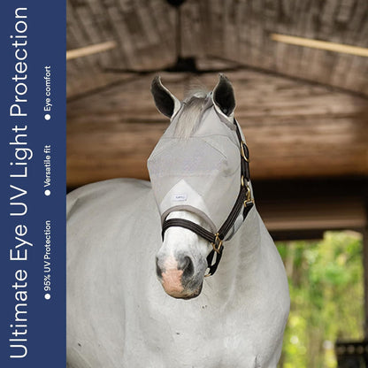 Horse Fly Mask Without Ears Breathable, Lightweight & UV Protective Adjustable Fit - Standard Horse Size