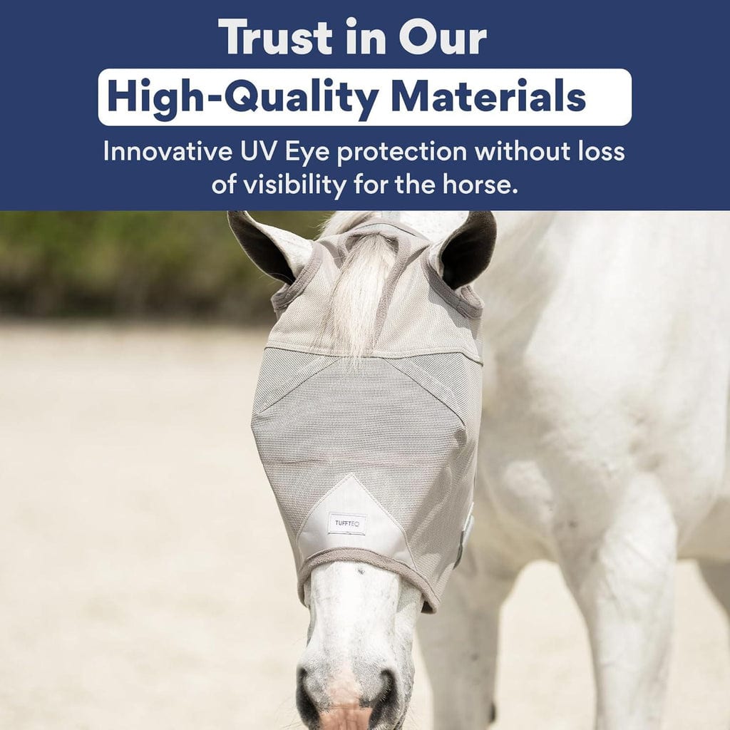 Horse Fly Mask Without Ears Breathable, Lightweight & UV Protective Adjustable Fit - Standard Horse Size