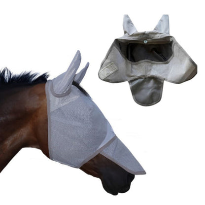 Horse Fly Mask Without Ears Breathable, Lightweight & UV Protective Adjustable Fit - Standard Horse Size