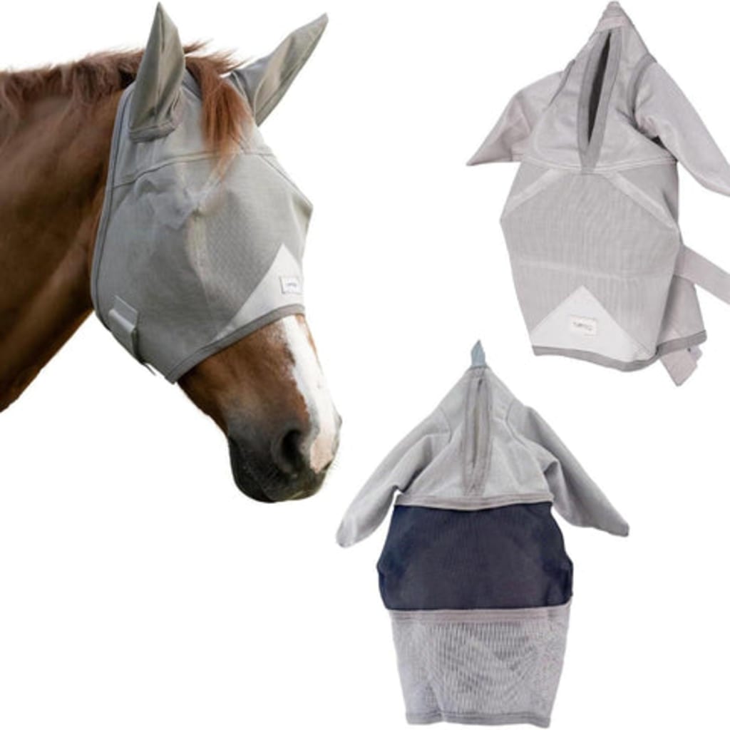 Horse Fly Mask Without Ears Breathable, Lightweight & UV Protective Adjustable Fit - Standard Horse Size