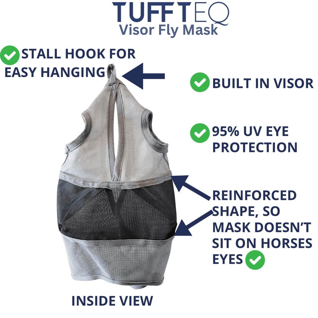 Horse Fly Mask Without Ears Breathable, Lightweight & UV Protective Adjustable Fit - Standard Horse Size