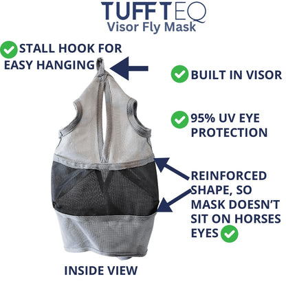 Horse Fly Mask Without Ears Breathable, Lightweight & UV Protective Adjustable Fit - Standard Horse Size