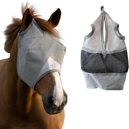 Horse Fly Mask Without Ears Breathable, Lightweight & UV Protective Adjustable Fit - Standard Horse Size