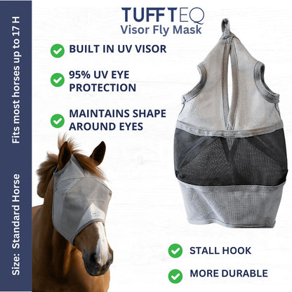 Horse Fly Mask Without Ears Breathable, Lightweight & UV Protective Adjustable Fit - Standard Horse Size